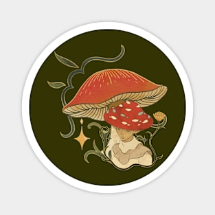 Mushroom Vintage Flower Nature Magnet